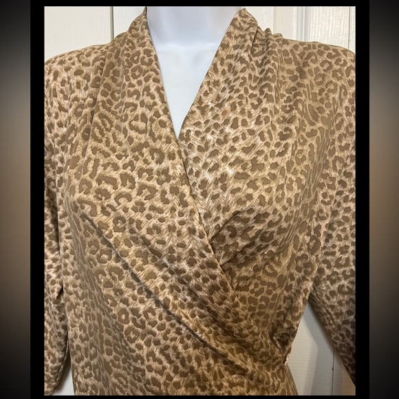 J. MCLAUGHLIN Faux Wrap Dress Panama Leopard Print Catalina Cloth Large - Picture 3 of 10